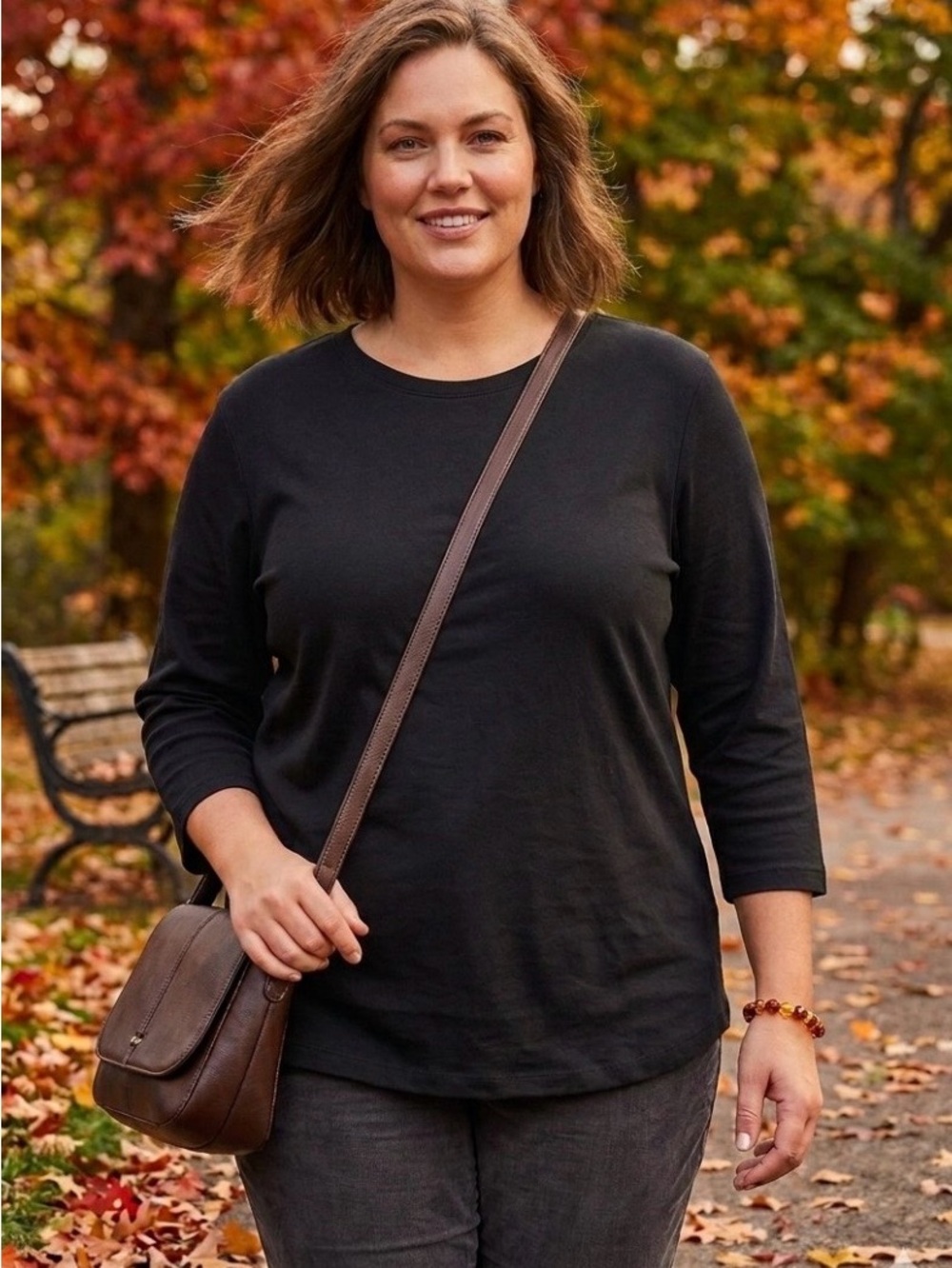 CJ Banks Black V-Neck Long Sleeve Women's Top